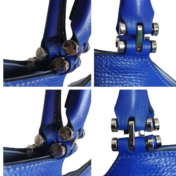 TOD'S Cobalt Blue Leather Shoulder Tote Bag - Picture 13 of 16